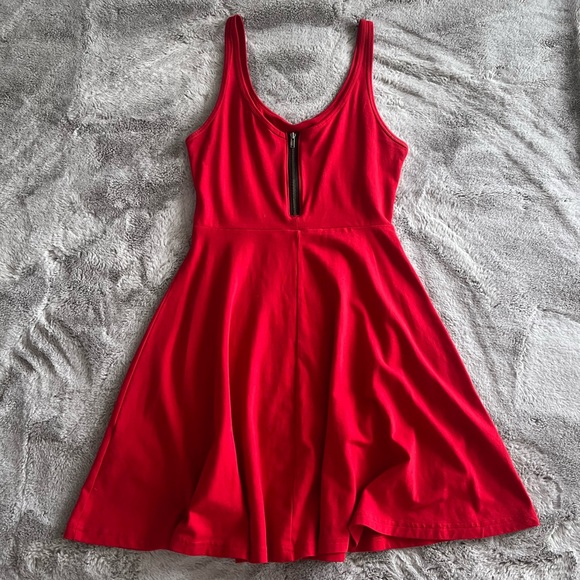 EXPRESS Red Strap Dress Black Zipper - Picture 2 of 4